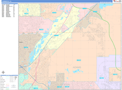 Commerce City Wall Map Color Cast Style 2025